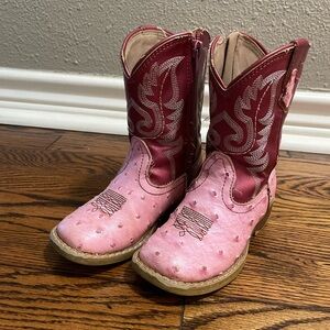 Roper Kids Boots in Pink and Burgundy